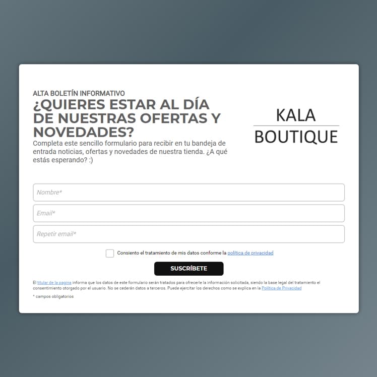 Newsletter tienda online