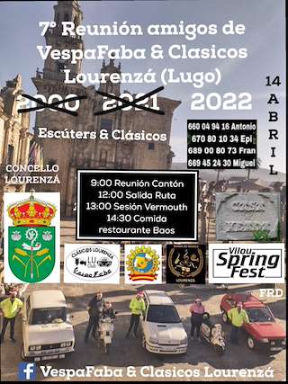 Fechas, información, programa, cartel, imágenes, mapa y ubicación de 9º Reunión de Amigos de Vespafaba & Clásic@s  en  Lourenzá
