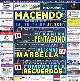 Fechas, información, programa, cartel, imágenes, mapa y ubicación de A Asunción e San Roque de Macendo  en  Castrelo de Miño
