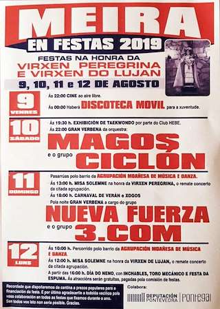 Fechas, información, programa, cartel, imágenes, mapa y ubicación de A Peregrina e a Virxen do Luján de Meira  en  Moaña