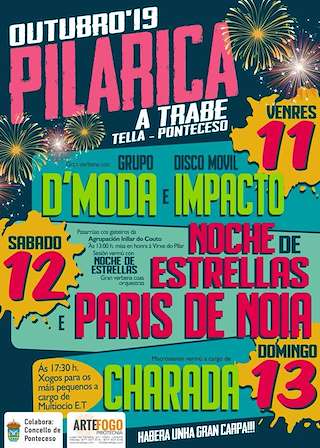 Fechas, información, programa, cartel, imágenes, mapa y ubicación de A Pilarica da Trabe  en  Ponteceso