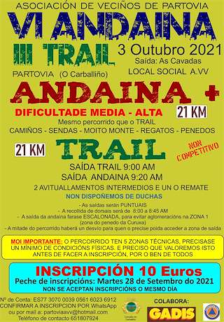 Fechas, información, programa, cartel, imágenes, mapa y ubicación de VI Andaina e III Trail de Partovia  en  O Carballiño