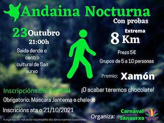 Fechas, información, programa, cartel, imágenes, mapa y ubicación de Andaina Nocturna de Pánico de San Xurxo   en  Salceda de Caselas