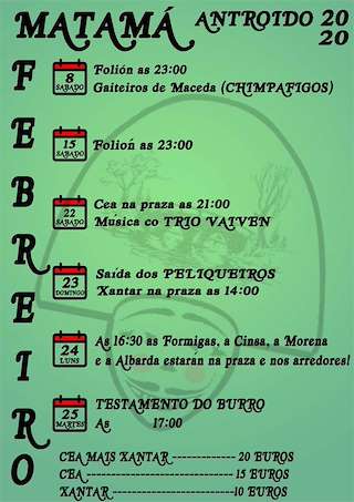 Fechas, información, programa, cartel, imágenes, mapa y ubicación de Antroido de Matamá  en  Laza