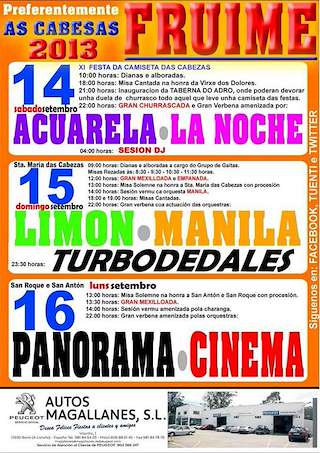 Fechas, información, programa, cartel, imágenes, mapa y ubicación de As Cabesas de Fruime  en  Lousame