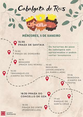 Fechas, información, programa, cartel, imágenes, mapa y ubicación de Cabalgata de Reis (2025)  en  Oza Cesuras