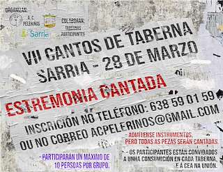 Fechas, información, programa, cartel, imágenes, mapa y ubicación de VII Cantos de Taberna - Estremonía Cantada  en  Sarria