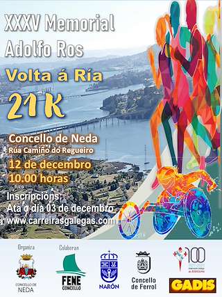 Fechas, información, programa, cartel, imágenes, mapa y ubicación de XXXVII Carreira Media Maratón Memorial Adolfo Ros - Volta á Ría   en  Ferrol