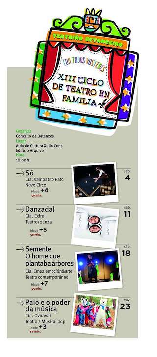 Fechas, información, programa, cartel, imágenes, mapa y ubicación de XV Ciclo de Teatro en Familia  en  Betanzos