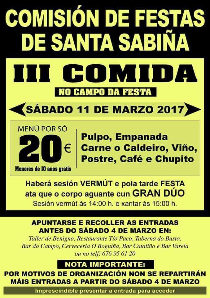VI Comida de Santa Sabiña  en Santa Comba