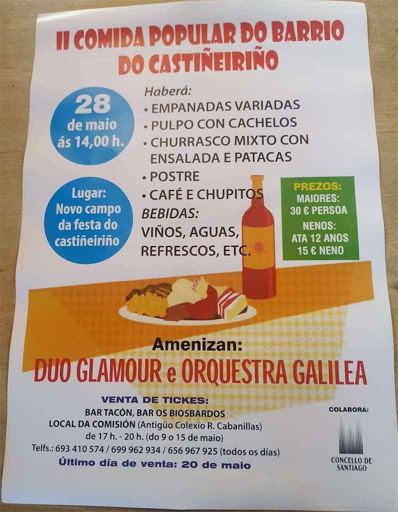 IV Comida Popular do Barrio do Castiñeiriño en Santiago de Compostela