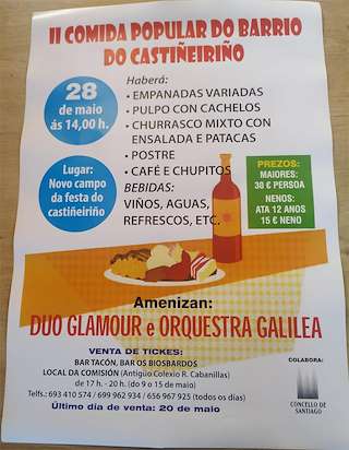 Fechas, información, programa, cartel, imágenes, mapa y ubicación de IV Comida Popular do Barrio do Castiñeiriño  en  Santiago de Compostela