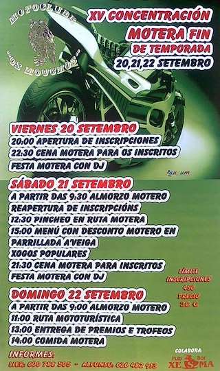 Fechas, información, programa, cartel, imágenes, mapa y ubicación de XXII Concentración Mototurística Os Mouchos  en  Paradela