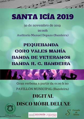 Fechas, información, programa, cartel, imágenes, mapa y ubicación de Concerto de Santa Icía de Bandeira  en  Silleda