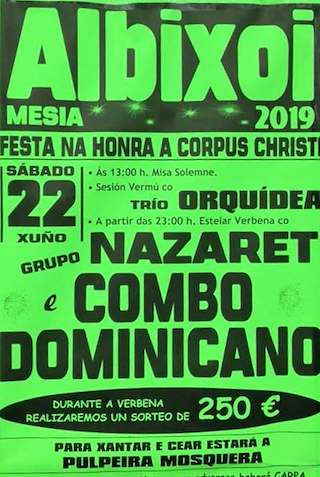 Fechas, información, programa, cartel, imágenes, mapa y ubicación de Corpus Christi de Albixoi  en  Mesía