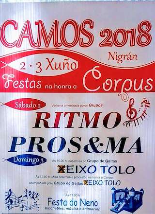 Fechas, información, programa, cartel, imágenes, mapa y ubicación de Corpus Christi de Camos  en  Nigrán