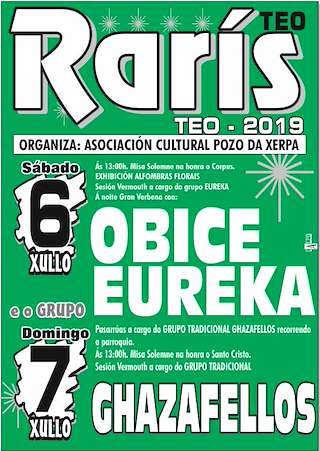 Fechas, información, programa, cartel, imágenes, mapa y ubicación de Corpus y Virgen de la Soledad de Rarís (2024)  en  Teo