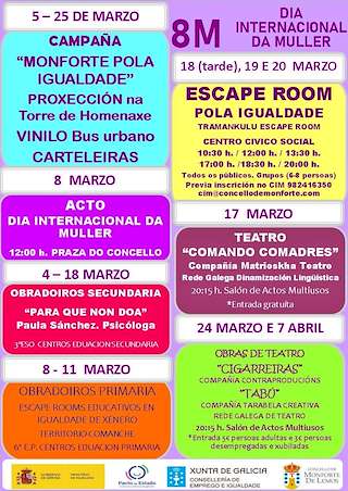 Fechas, información, programa, cartel, imágenes, mapa y ubicación de Día Internacional da Muller  en  Monforte de Lemos