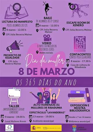 Fechas, información, programa, cartel, imágenes, mapa y ubicación de Día Internacional da Muller  en  Ribadumia