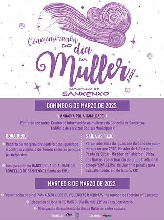 Fechas, información, programa, cartel, imágenes, mapa y ubicación de Día Internacional da Muller (2025)  en  Sanxenxo