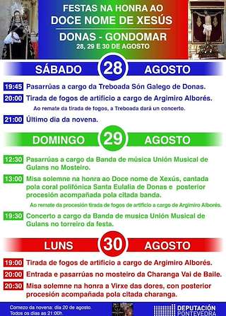 Fechas, información, programa, cartel, imágenes, mapa y ubicación de Dulce Nome de Xesús de Donas  en  Gondomar