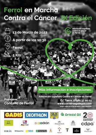 Fechas, información, programa, cartel, imágenes, mapa y ubicación de En Marcha Contra o Cáncer (2024)  en  Ferrol