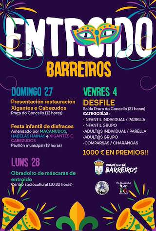 Fechas, información, programa, cartel, imágenes, mapa y ubicación de Entroido  en  Barreiros