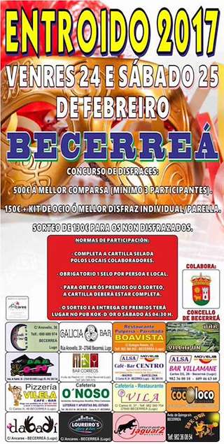 Fechas, información, programa, cartel, imágenes, mapa y ubicación de Entroido  en  Becerreá