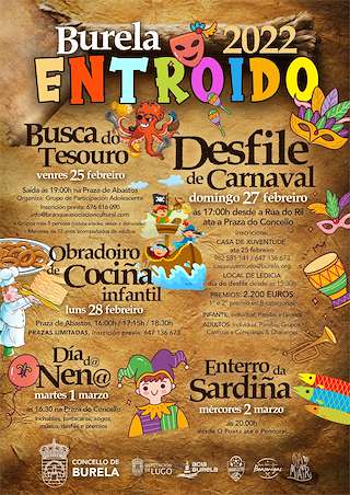Fechas, información, programa, cartel, imágenes, mapa y ubicación de Entroido  en  Burela