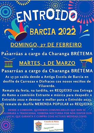 Fechas, información, programa, cartel, imágenes, mapa y ubicación de Entroido de Barcia  en  Melón