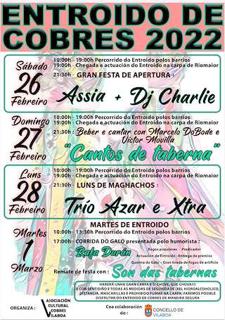 Fechas, información, programa, cartel, imágenes, mapa y ubicación de Entroido de Cobres  en  Vilaboa