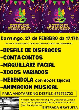 Fechas, información, programa, cartel, imágenes, mapa y ubicación de Entroido Infantil de Corrubedo   en  Ribeira