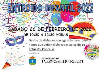 Fechas, información, programa, cartel, imágenes, mapa y ubicación de Entroido Infantil  en  Pazos de Borbén