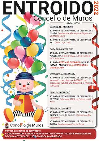 Fechas, información, programa, cartel, imágenes, mapa y ubicación de Entroido  en  Muros