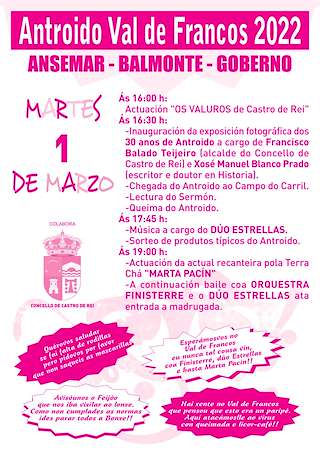Fechas, información, programa, cartel, imágenes, mapa y ubicación de Entroido Val de Francos  en  Castro de Rei