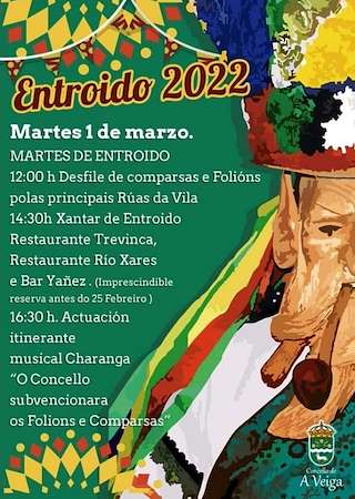 Fechas, información, programa, cartel, imágenes, mapa y ubicación de Entroido  en  Veiga