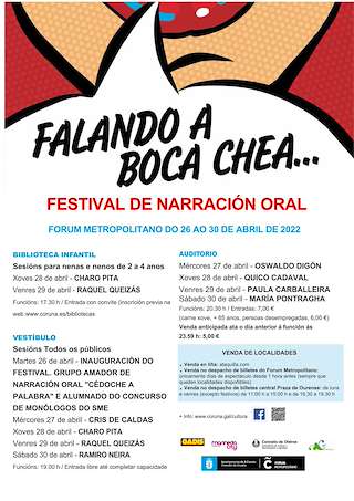 Fechas, información, programa, cartel, imágenes, mapa y ubicación de Falando a Boca Chea  en  A Coruña