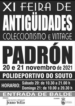 Fechas, información, programa, cartel, imágenes, mapa y ubicación de XVI Feira de Antigüidades, Coleccionismo e Vintage  en  Padrón
