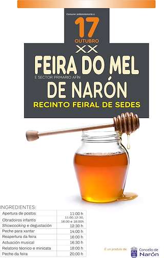 Fechas, información, programa, cartel, imágenes, mapa y ubicación de XXII Feira do Mel e Produtos Ecolóxicos  en  Narón