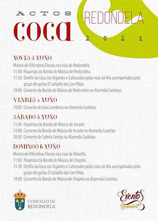 Fechas, información, programa, cartel, imágenes, mapa y ubicación de Festa da Coca - Corpus Christi  en  Redondela