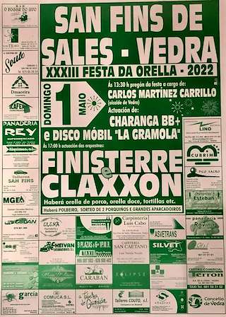 Fechas, información, programa, cartel, imágenes, mapa y ubicación de XXXIV Festa da Orella de San Fins de Sales  en  Vedra