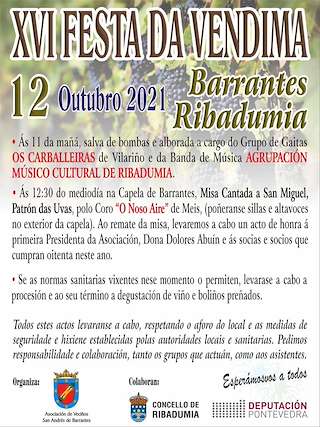 Fechas, información, programa, cartel, imágenes, mapa y ubicación de XVIII Festa da Vendima de Barrantes  en  Ribadumia