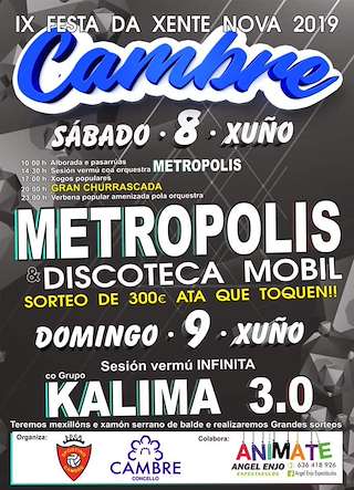 Fechas, información, programa, cartel, imágenes, mapa y ubicación de XII Festa da Xente Nova (2024)  en  Cambre