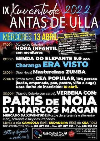 Fechas, información, programa, cartel, imágenes, mapa y ubicación de XI Festa da Xuventude  en  Antas de Ulla