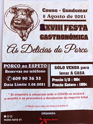 Fechas, información, programa, cartel, imágenes, mapa y ubicación de XX Festa das Delicias do Porco de Couso  en  Gondomar