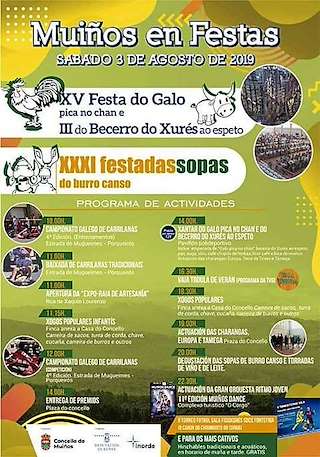 Fechas, información, programa, cartel, imágenes, mapa y ubicación de Festa das Sopas do Burro Canso e Galo Pica no Chan  en  Muíños