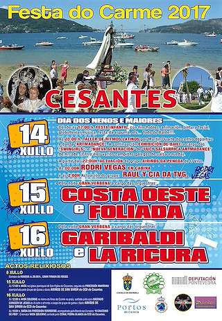 Fechas, información, programa, cartel, imágenes, mapa y ubicación de Festa do Carme de Cesantes (2024)  en  Redondela