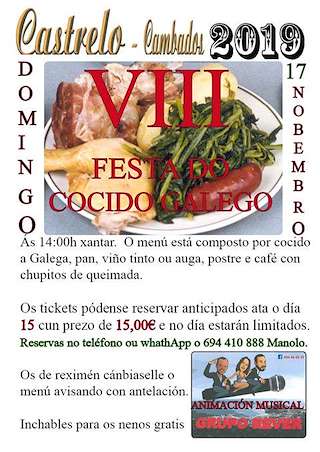 Fechas, información, programa, cartel, imágenes, mapa y ubicación de XIII Festa do Cocido con Cachucha de Castrelo  en  Cambados