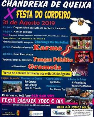 Fechas, información, programa, cartel, imágenes, mapa y ubicación de XII Festa do Cordeiro  en  Chandrexa de Queixa