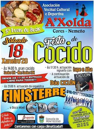 Fechas, información, programa, cartel, imágenes, mapa y ubicación de VII Festa do Socio - Festa do Cocido da Xolda  en  Ponteceso